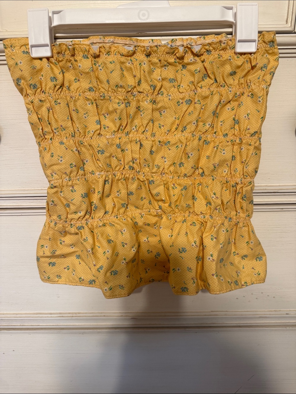Smocked Yellow Floral Tube Top